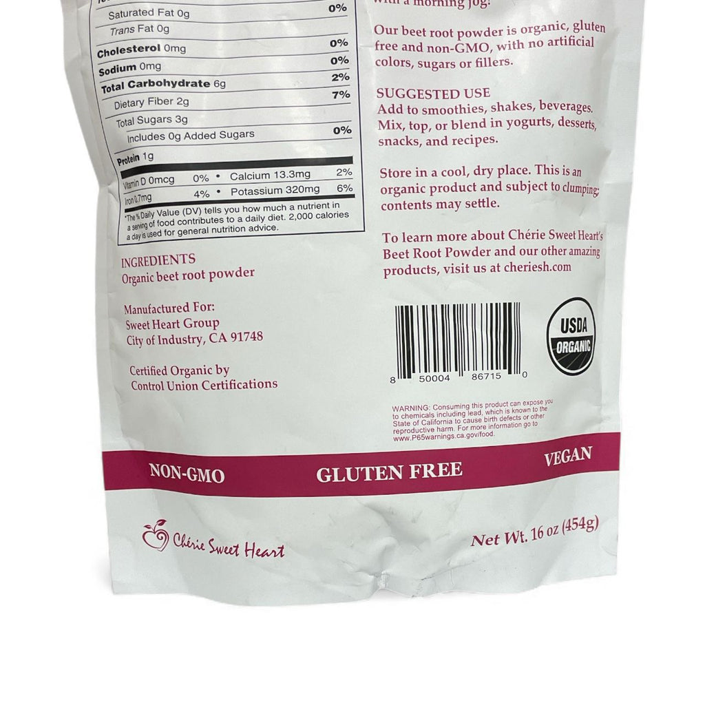 Remolacha orgánica en polvo 454 g | Energía y circulación natural